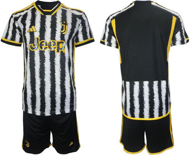 Men's Juventus FC Custom 2023/24 White/Black Home Soccer Jersey Suit